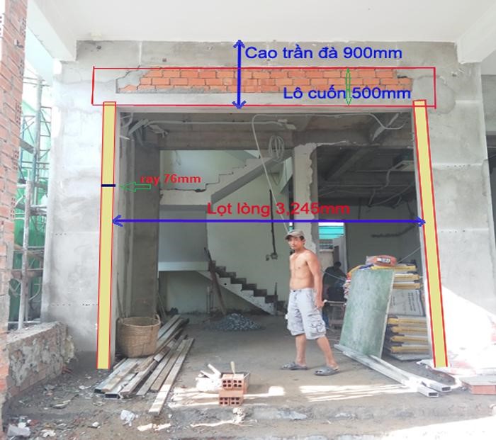 ﻿xây ô chờ cửa cuốn